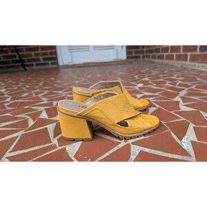 Sorel Nadia Mule Sandals-Yellow Nubuck Leather -Block Heel-Sz 6